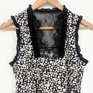 Express Black Lace Square Neck Floral Tank Size XS